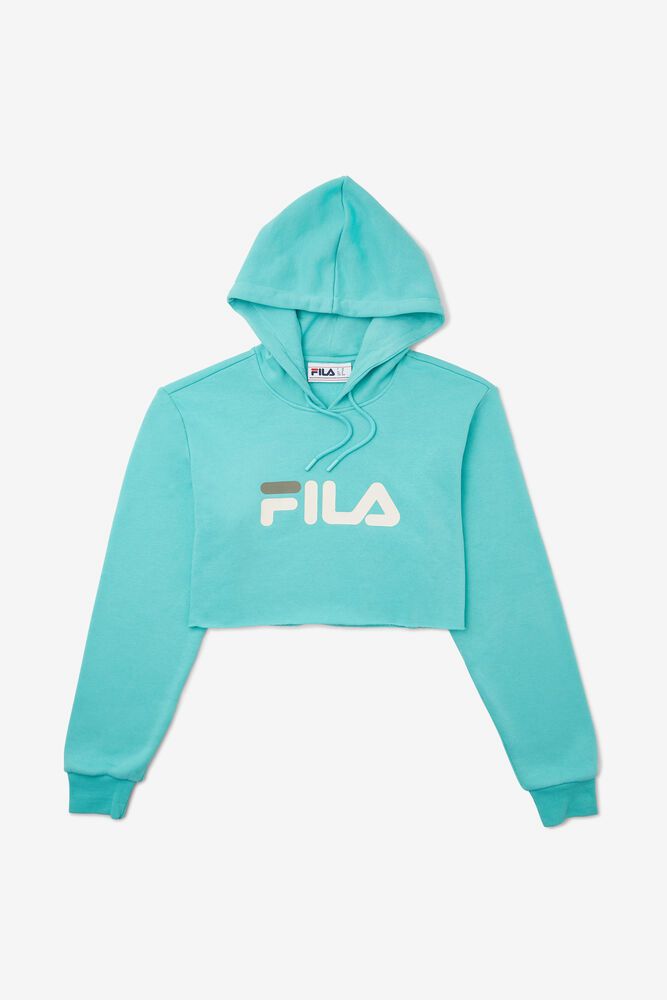 Fila Lalage Cropped Blue Hoodie Womens - NZ 96478-WGUJ